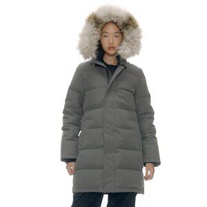 Aritzia TNA Mid-Length Powder Parka in Grey, Size 2XS